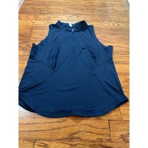Lululemon Quick-Dry Sleeveless Polo Shirt Navy Blue 1/4 Zip Golf Tennis Top 12